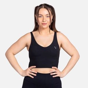 Vitae apparel black sports bra workout vibe higher top